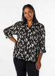 Gemusterte Bluse mit Stehkragen und 3/4-&Auml;rmeln, Schwarz, Model image number 0