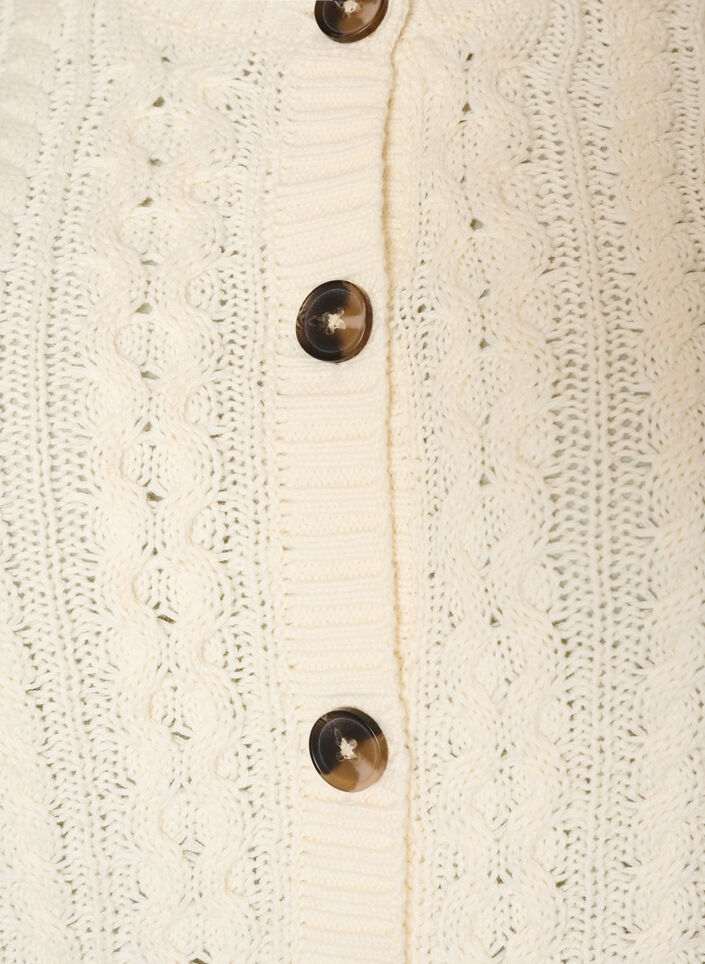 Strickjacke mit Zopfmuster, Vanille, Packshot image number 2