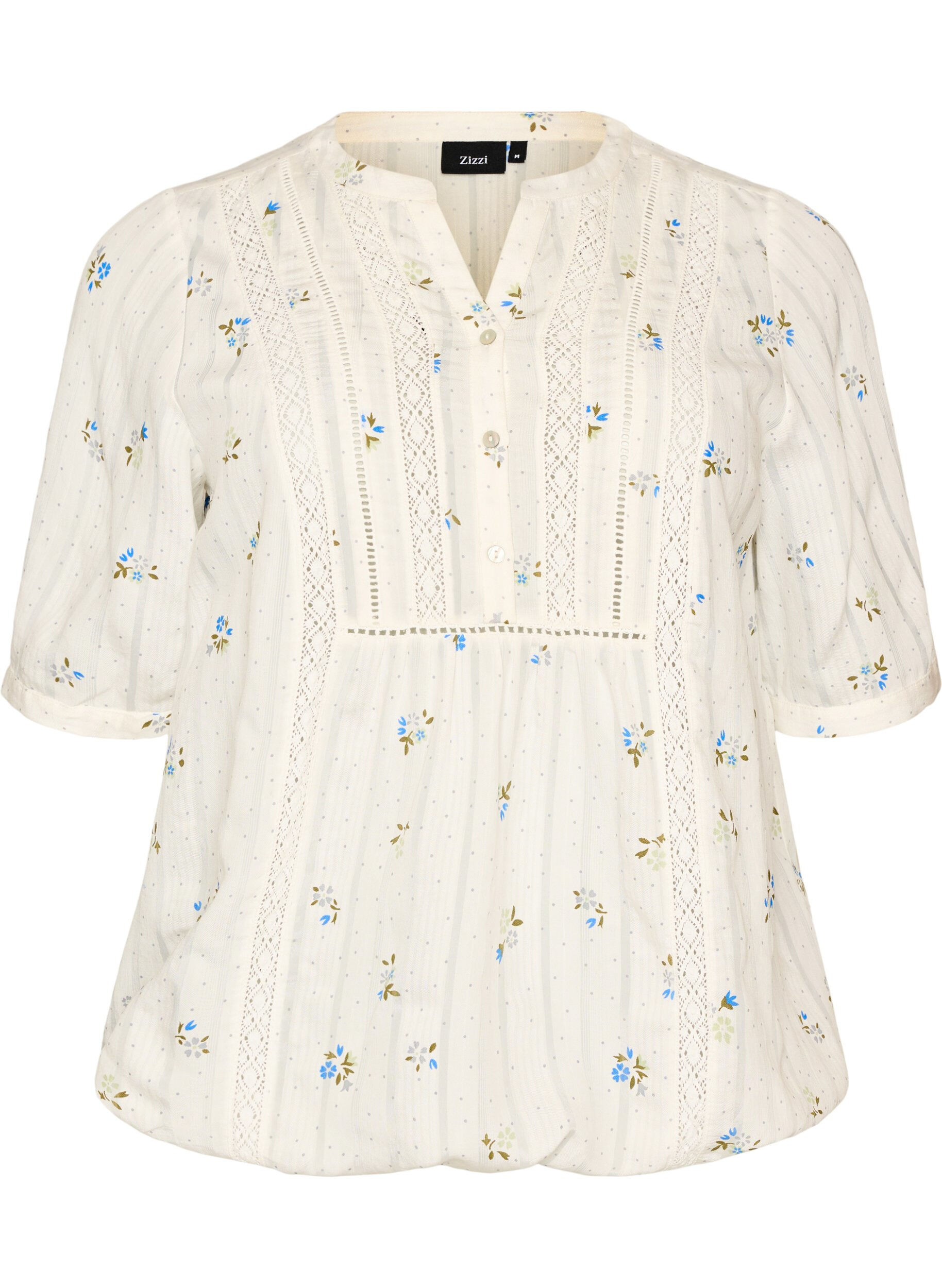ZizziBluse mit Print und 1/2-&Auml;rmeln, Vanille, Packshot image number 0