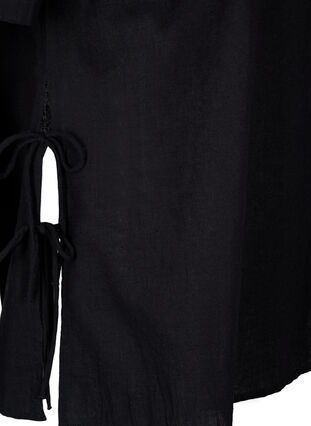 Kurzärmlige Bluse aus Baumwoll-Mix mit Leinen und Spitzendetail, Black, Packshot image number 3
