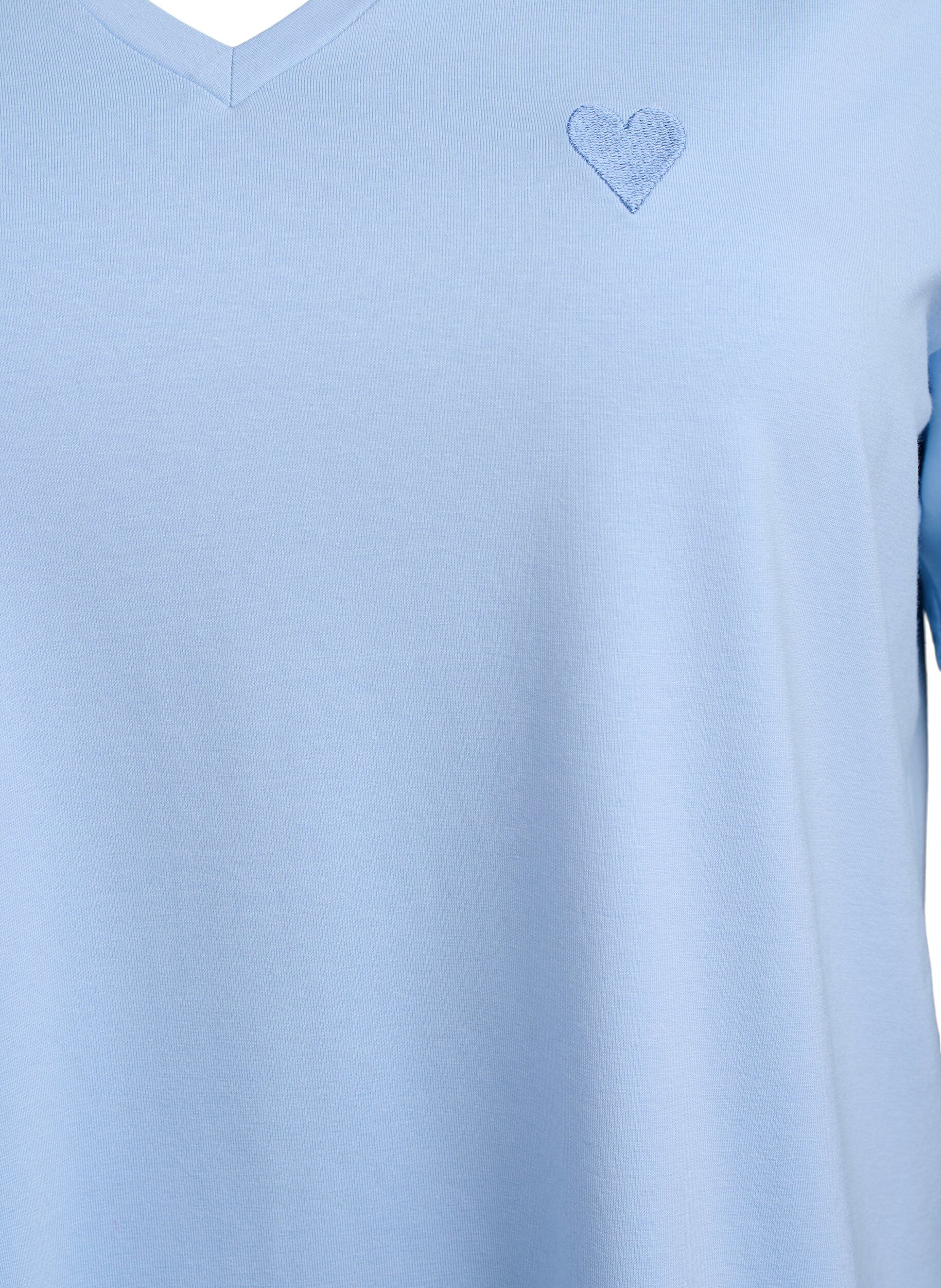 Zizzi T-Shirt aus Modal-Mischung mit V-Ausschnitt, Blau, Packshot image number 2