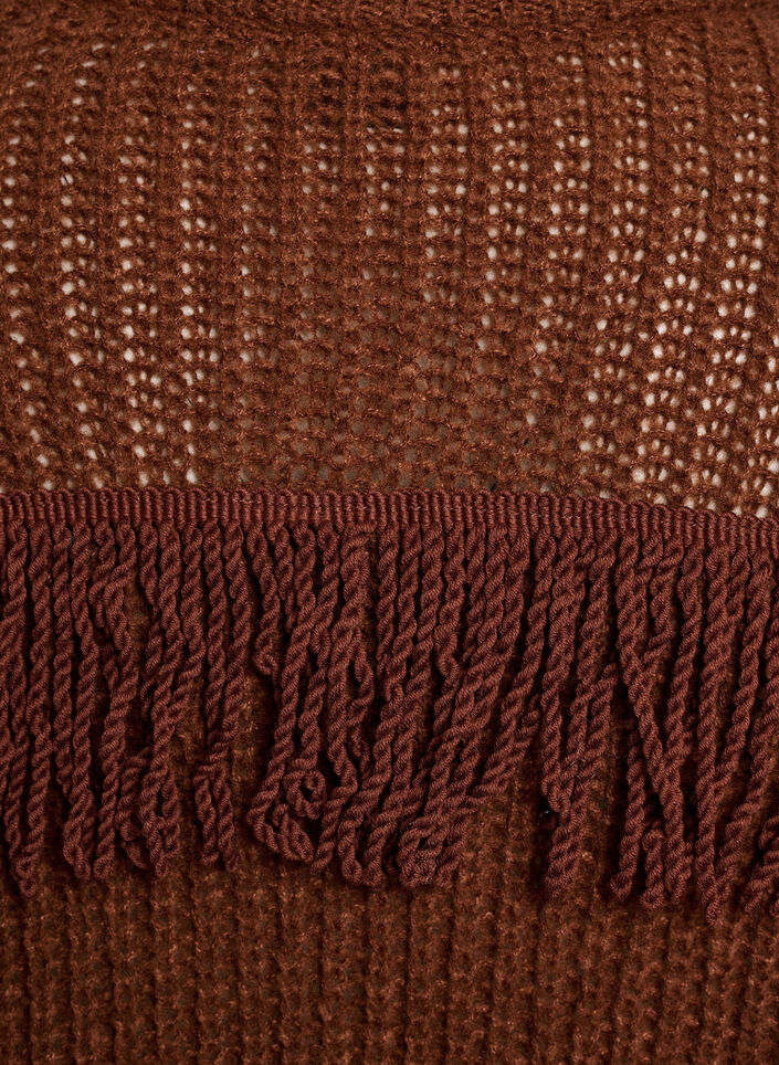 Strickbluse mit Fransen am Rücken, Braun, Packshot image number 3