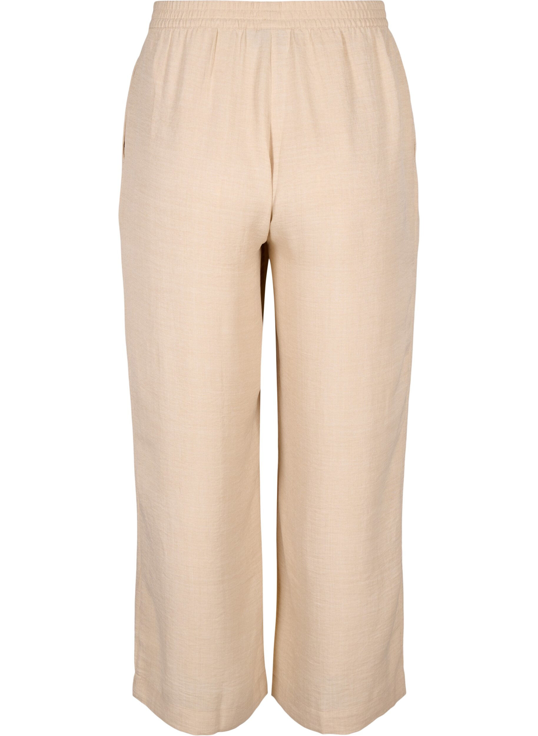 Zizzi Lockere Hose mit elastischem Bund und Taschen, Beige, Packshot image number 1