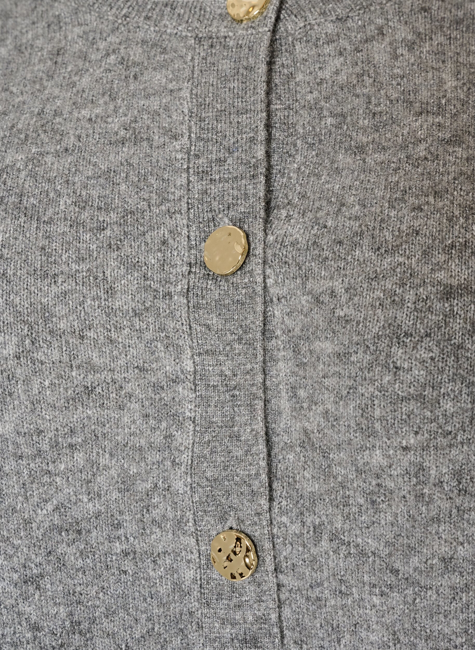 ZizziStrickjacke aus weichem Strick mit goldfarbenen Kn&ouml;pfen, Grau, Packshot image number 2
