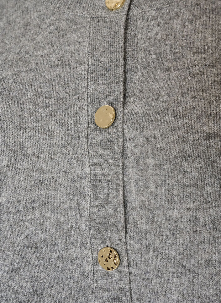 Strickjacke aus weichem Strick mit goldfarbenen Kn&ouml;pfen, Grau, Packshot image number 2