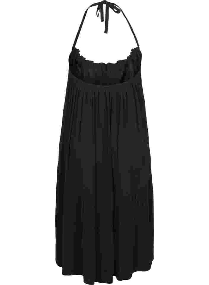 Langes Strandkleid aus Viskose, Black, Packshot image number 1