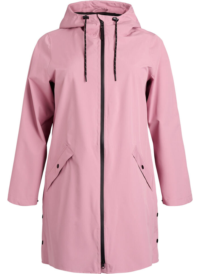 Regenjacke mit Taschen und Kapuze, Rot, Packshot