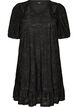 Kleid mit floraler Struktur und R&uuml;schenbesatz, Schwarz, Packshot image number 0