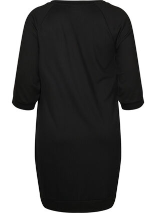 Kleid mit 3/4-Ärmeln und Trackband, Black, Packshot image number 1