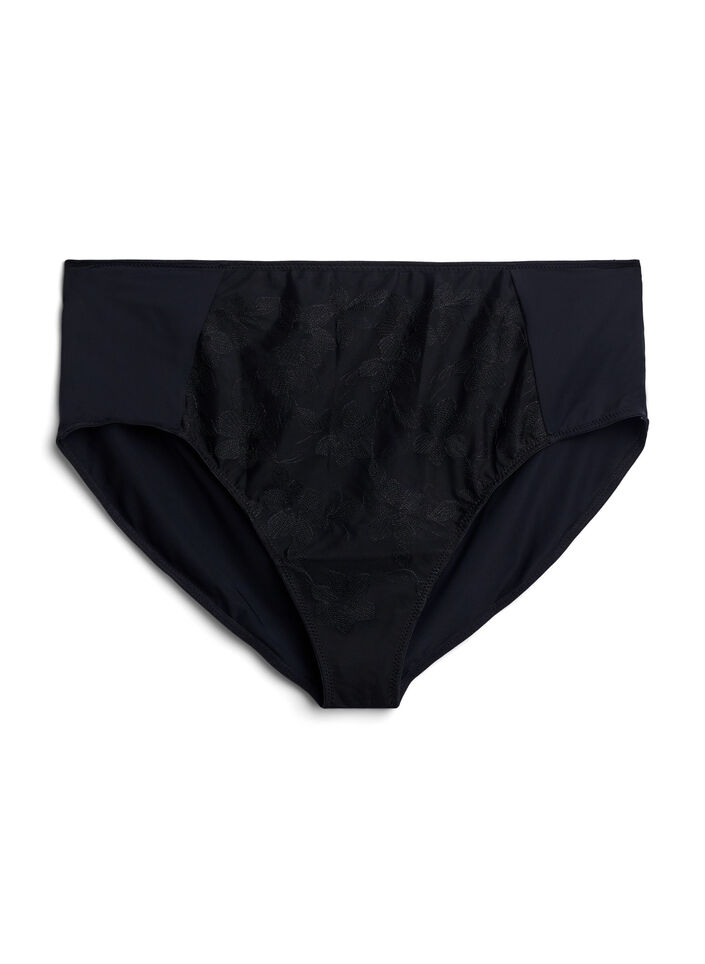 Microfaser-Slip mit Mesh und Stickerei, Schwarz, Packshot image number 0