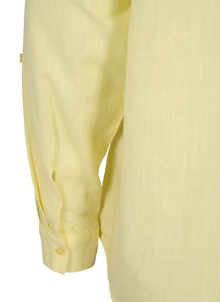 Hemdbluse aus Baumwolle mit V-Ausschnitt, Yellow, Packshot image number 3