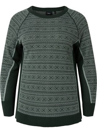 Gemustertes Ski-Unterhemd mit Wolle, Deep Lake Comb, Packshot image number 0