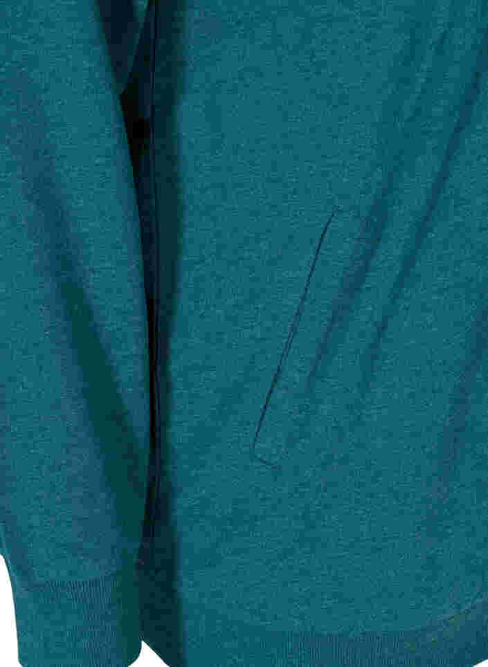 Sweat-Cardigan mit Reißverschluss und Kapuze, Deep Teal, Packshot image number 3