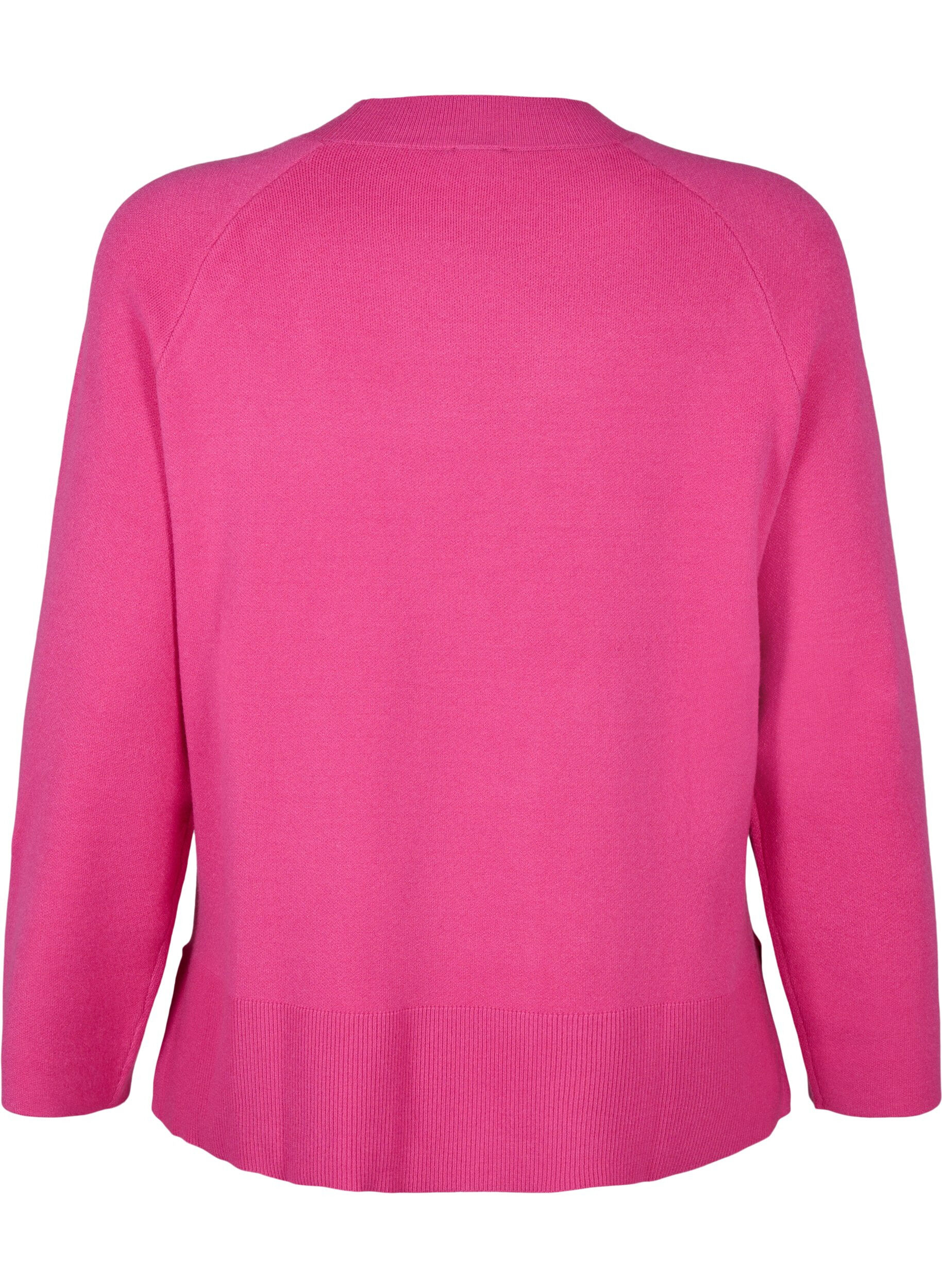 Zizzi Pullover aus Viskosemischung mit Seitenschlitz	, Raspberry Rose, Packshot image number 1