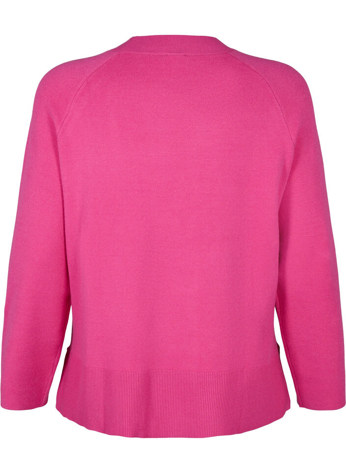 Pullover aus Viskosemischung mit Seitenschlitz	, Raspberry Rose, Packshot image number 1