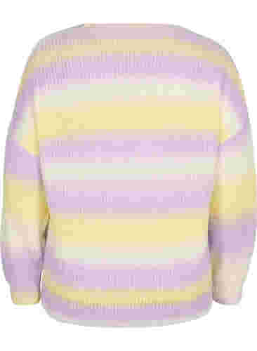 Gestreifte Strickbluse mit V-Ausschnitt, Lavender Comb., Packshot image number 1