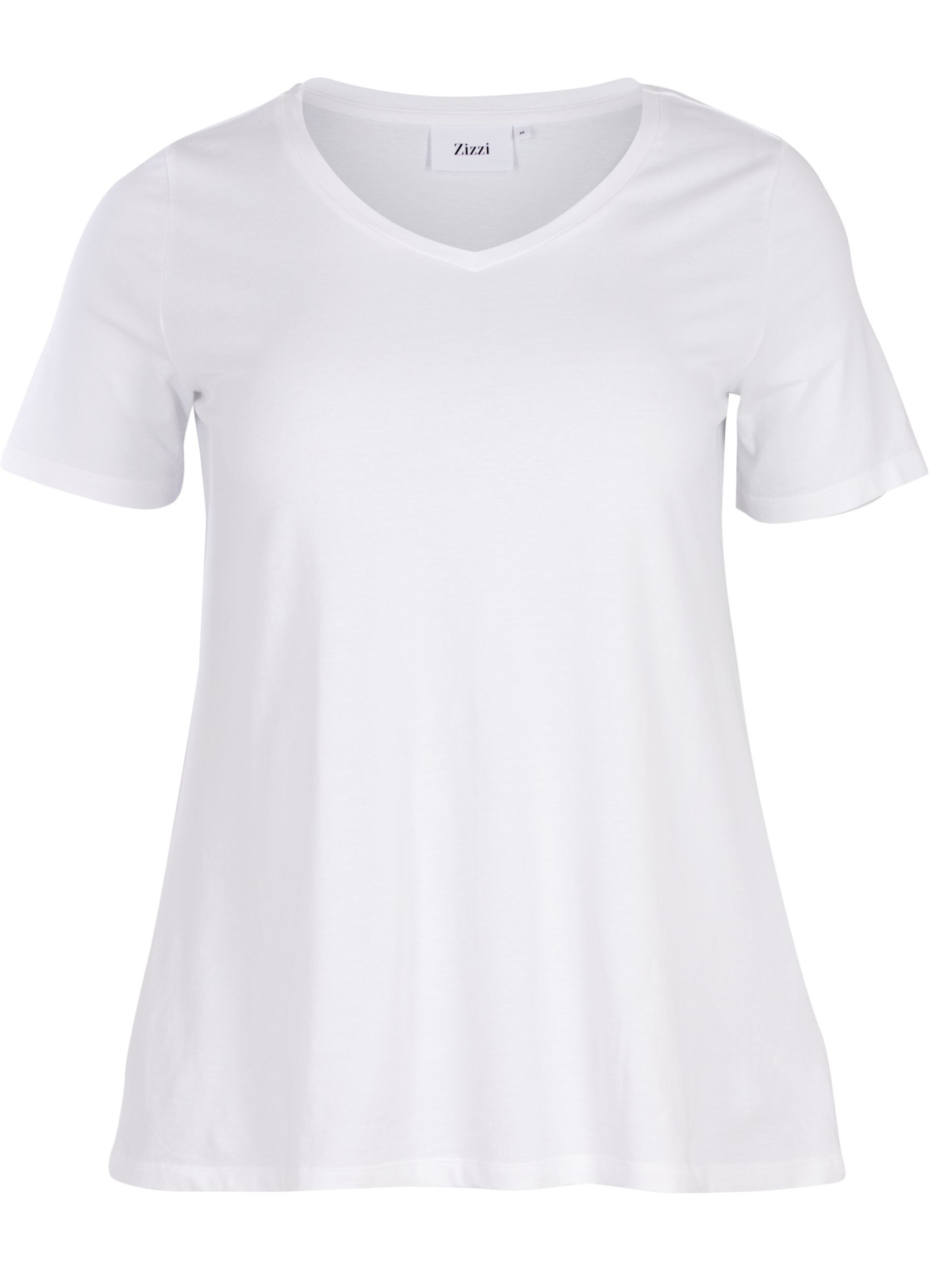 Zizzi Einfarbiges basic T-Shirt aus Baumwolle, Wei&szlig;, Packshot image number 0