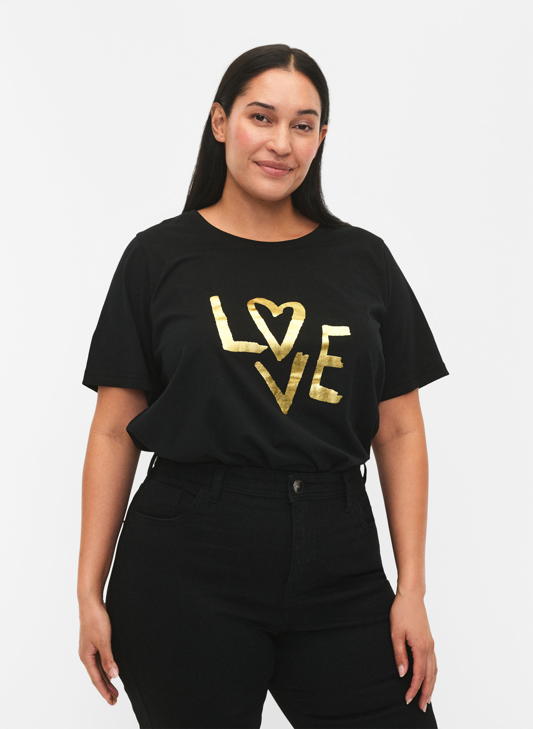 Zizzi FLASH - 2er-Pack T-Shirt mit Motiv, Black/Port Royale , Model image number 0