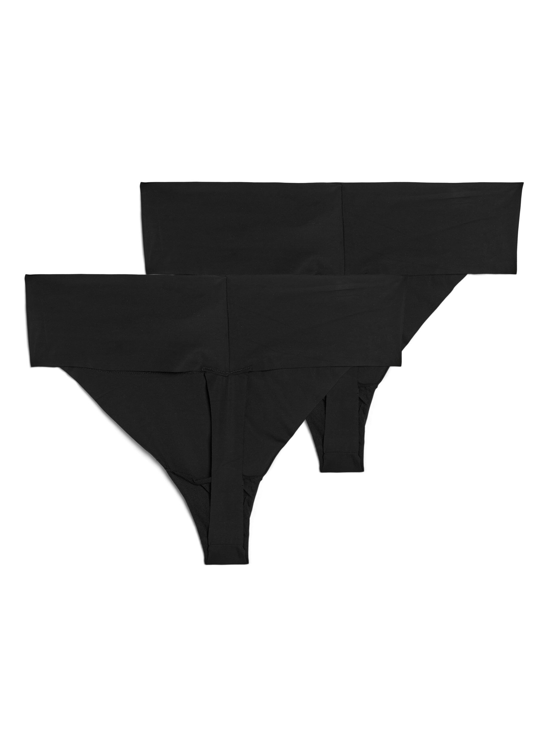 Zizzi 2er-Pack G-String mit hoher Taille, Schwarz, Packshot image number 1