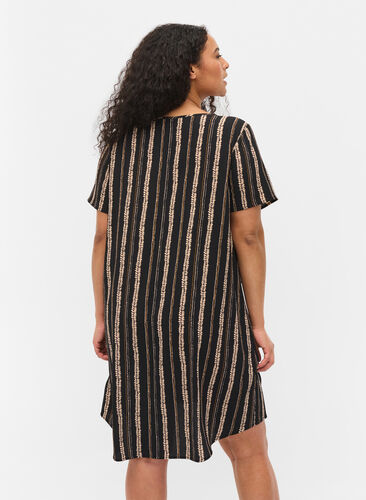 Bedrucktes Kleid mit kurzen Ärmeln, Graphic Stripe, Model image number 1