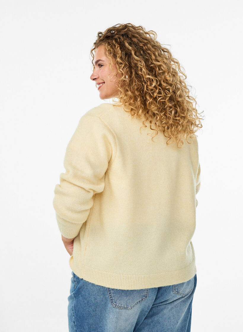 Strickjacke mit Kragen und Knöpfen, Gelb, Model image number 2