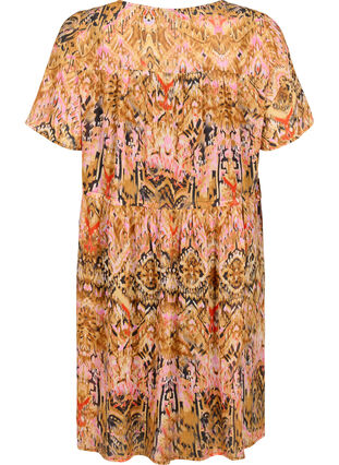 Kurzes Kleid mit V-Ausschnitt und Druck, Colorful Ethnic, Packshot image number 1