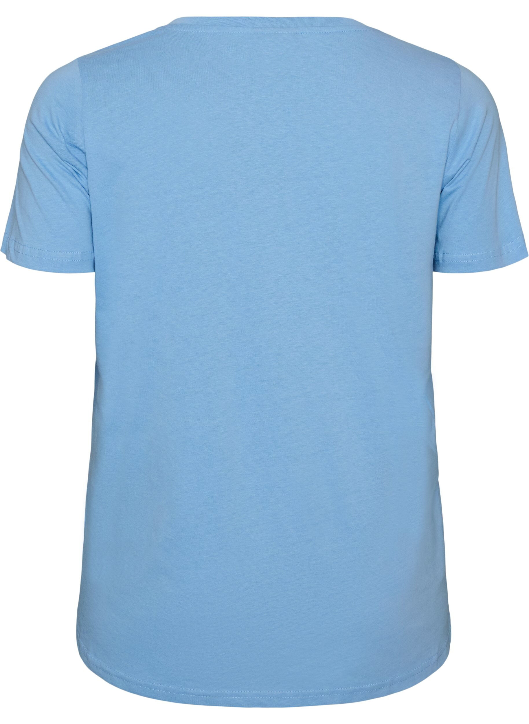 ZizziT-Shirt aus Baumwolle mit Frontprint und V-Ausschnitt, Blau, Packshot image number 1