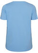T-Shirt aus Baumwolle mit Frontprint und V-Ausschnitt, Blau, Packshot image number 1