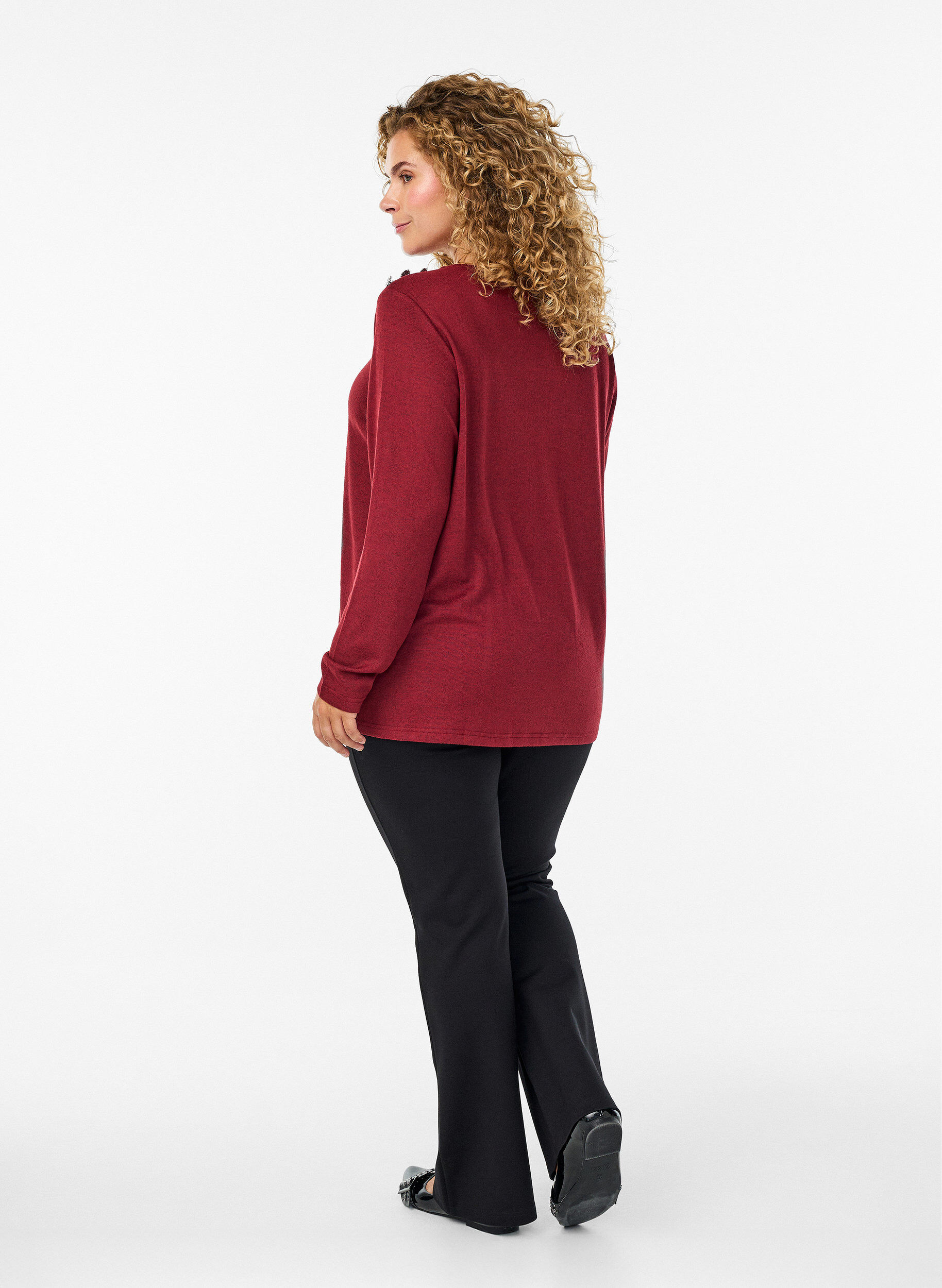 ZizziBootcut-Hose aus Viskose-Mix, Schwarz, Model image number 1