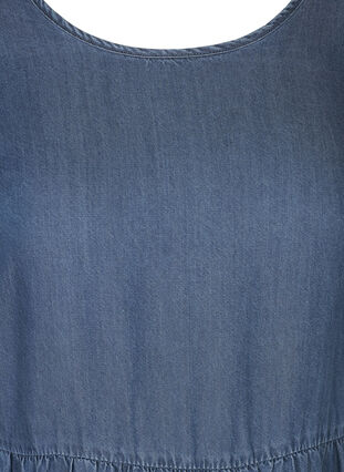 Kurzarm Denimkleid mit Falten, Medium Blue, Packshot image number 2