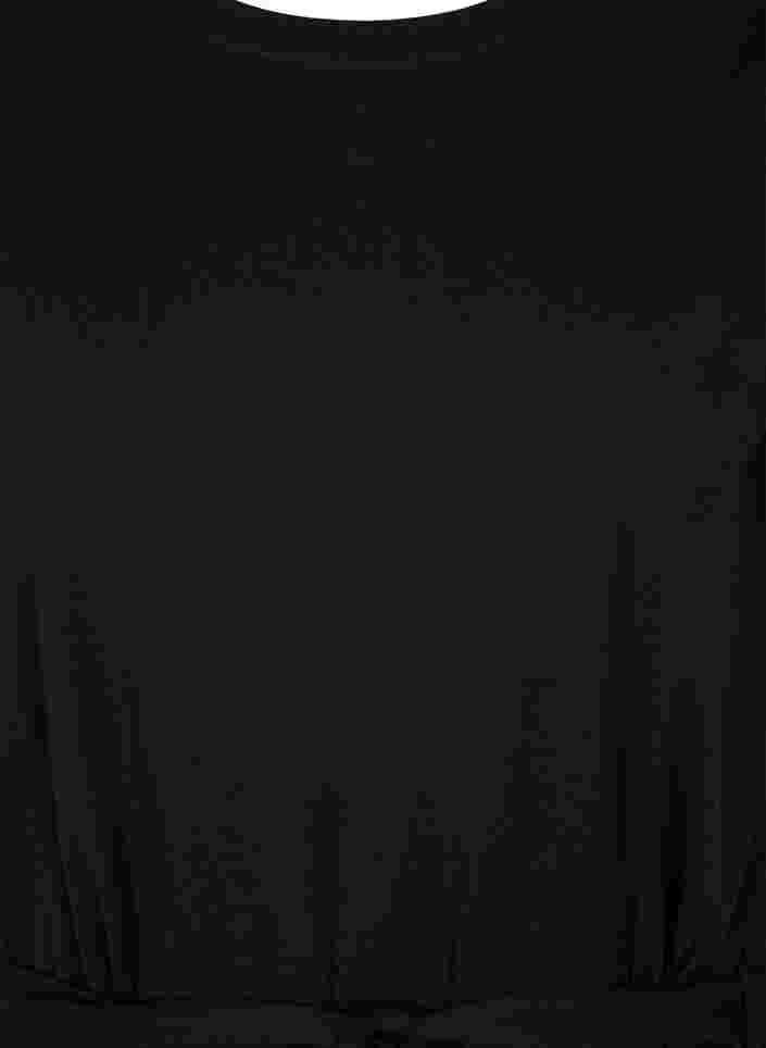 Kurzarm Kleid mit Taillengürtel, Black, Packshot image number 2