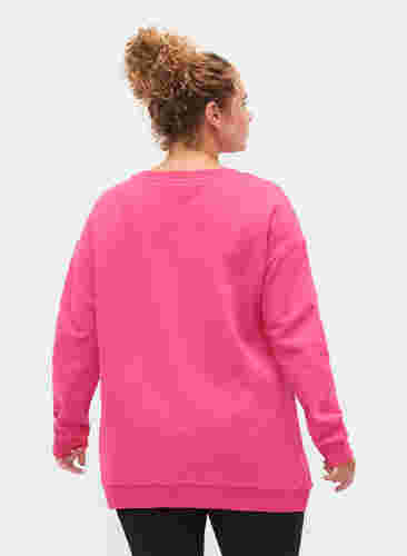 Sweatshirt aus Baumwolle mit Print, Fuchsia Purple, Model image number 1