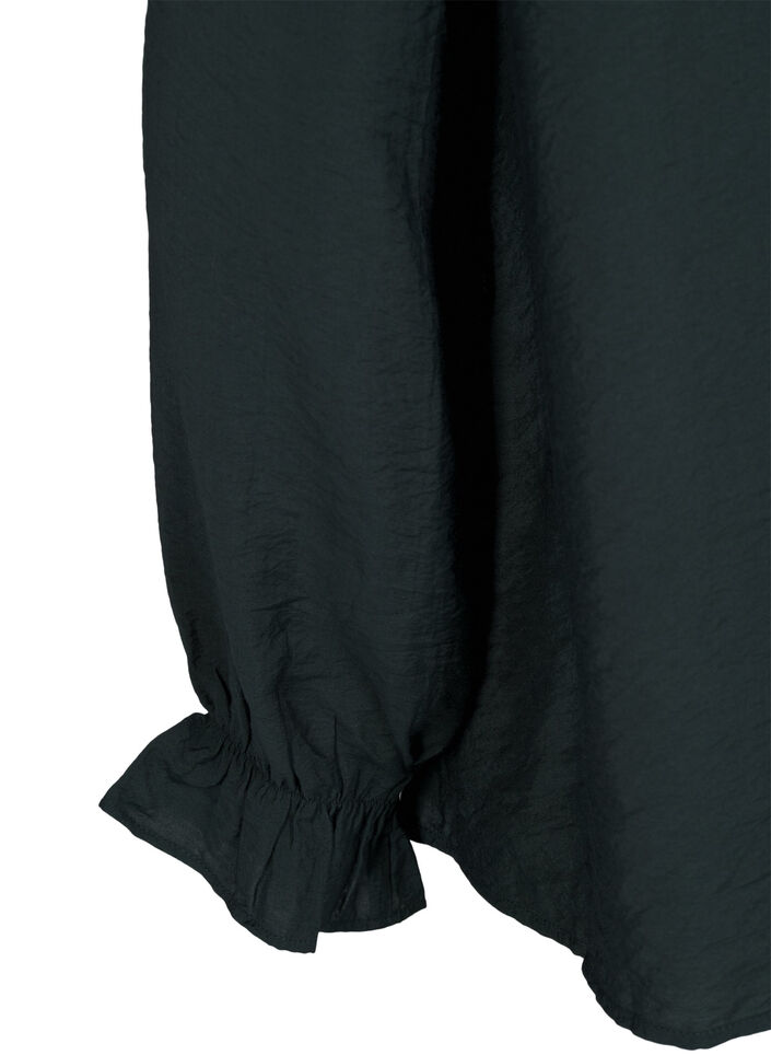 Langärmlige Bluse mit V-Ausschnitt, Scarab, Packshot image number 3