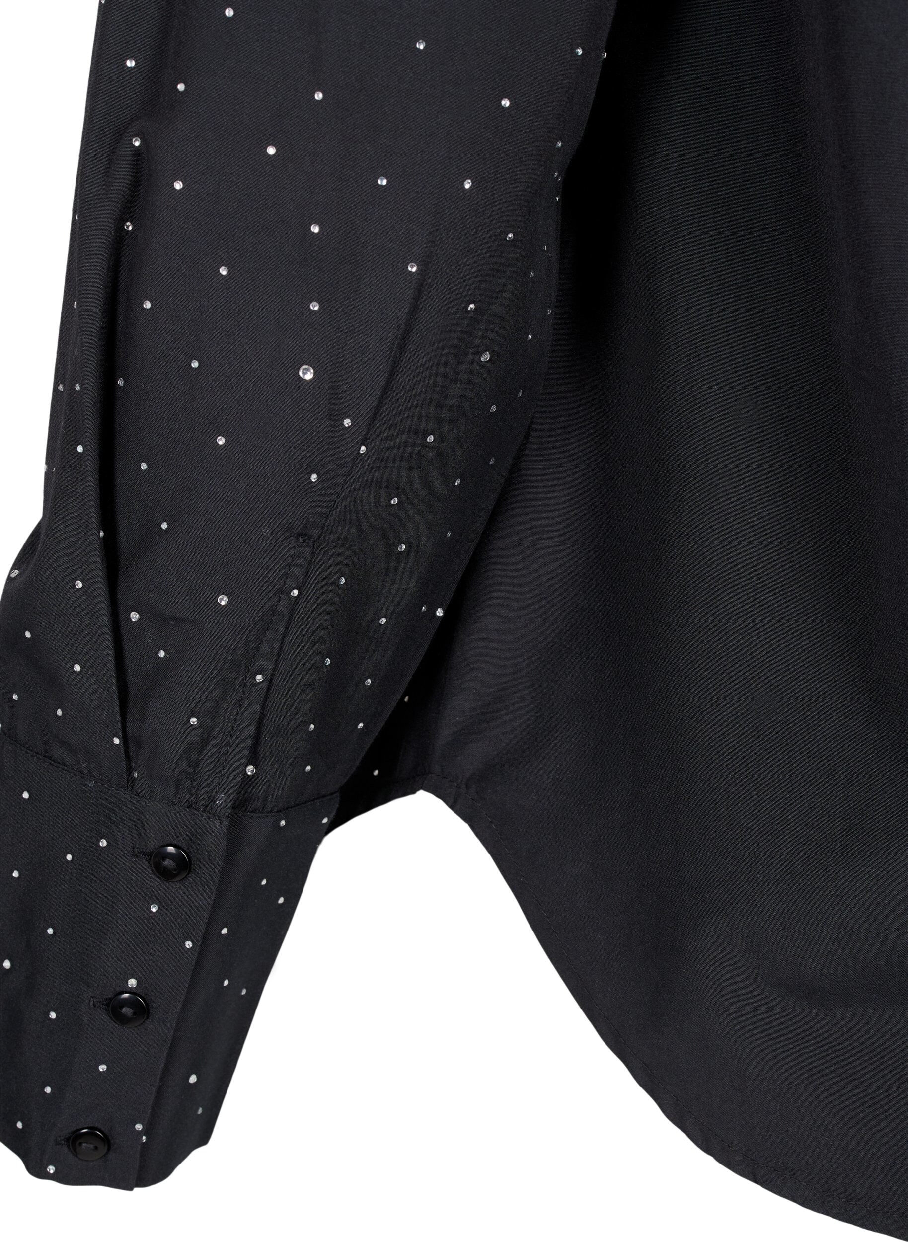 Zizzi Hemd mit Strass-Steinen, Black, Packshot image number 3