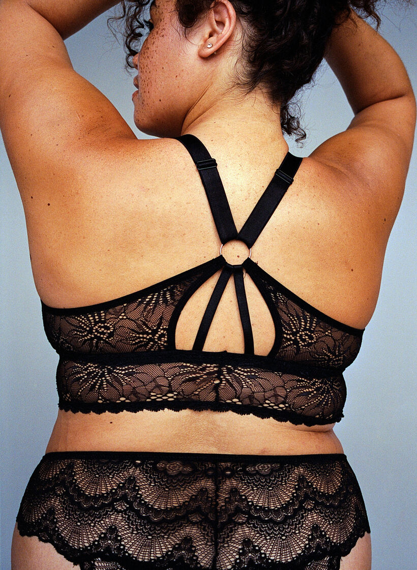 Spitze Bralette mit Rückendetail, Black, Image image number 1