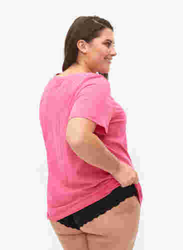 Nachtwäsche Shirt aus Baumwolle mit Print, Hot Pink w. Be, Model image number 1