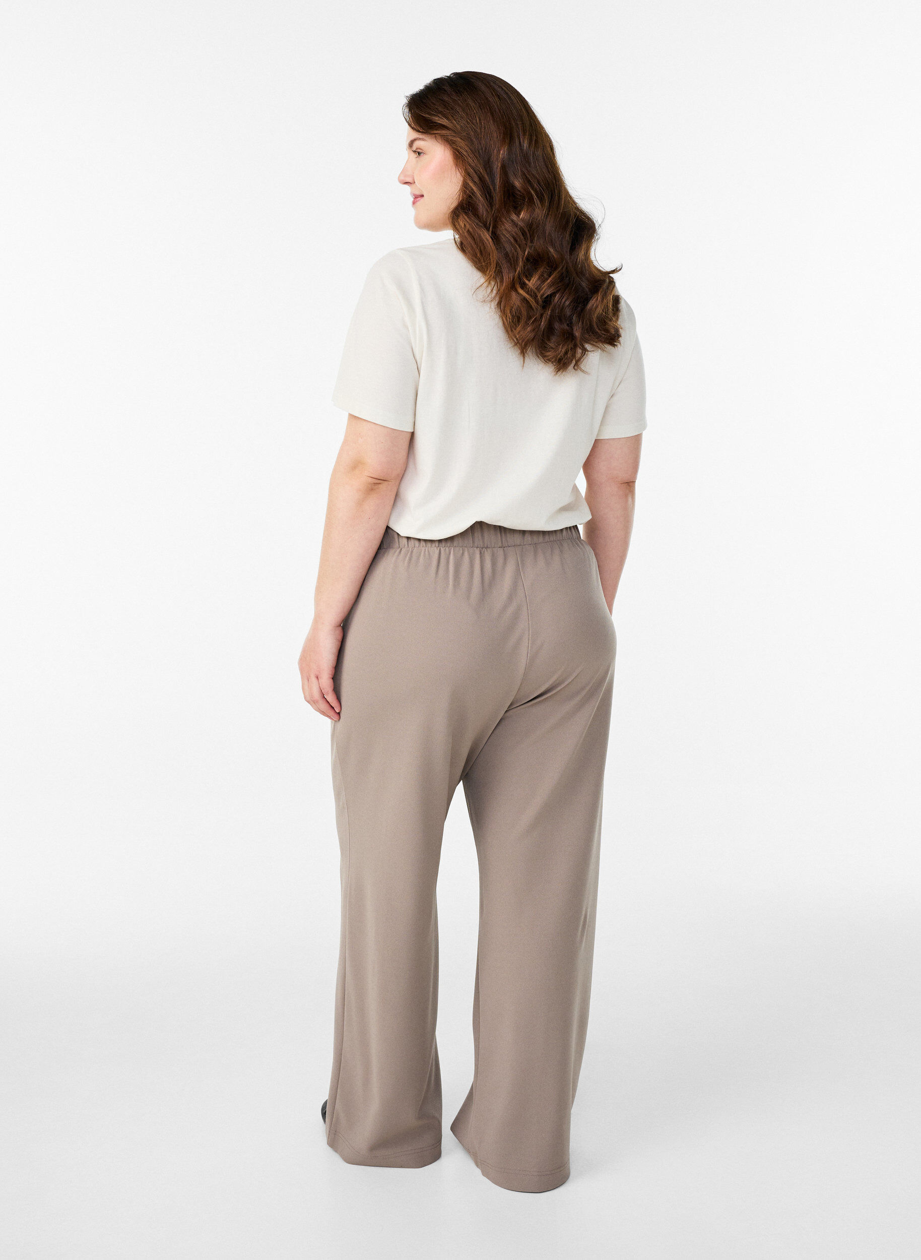 Zizzi FLASH - Hose mit weitem Bein, Beige, Model image number 2