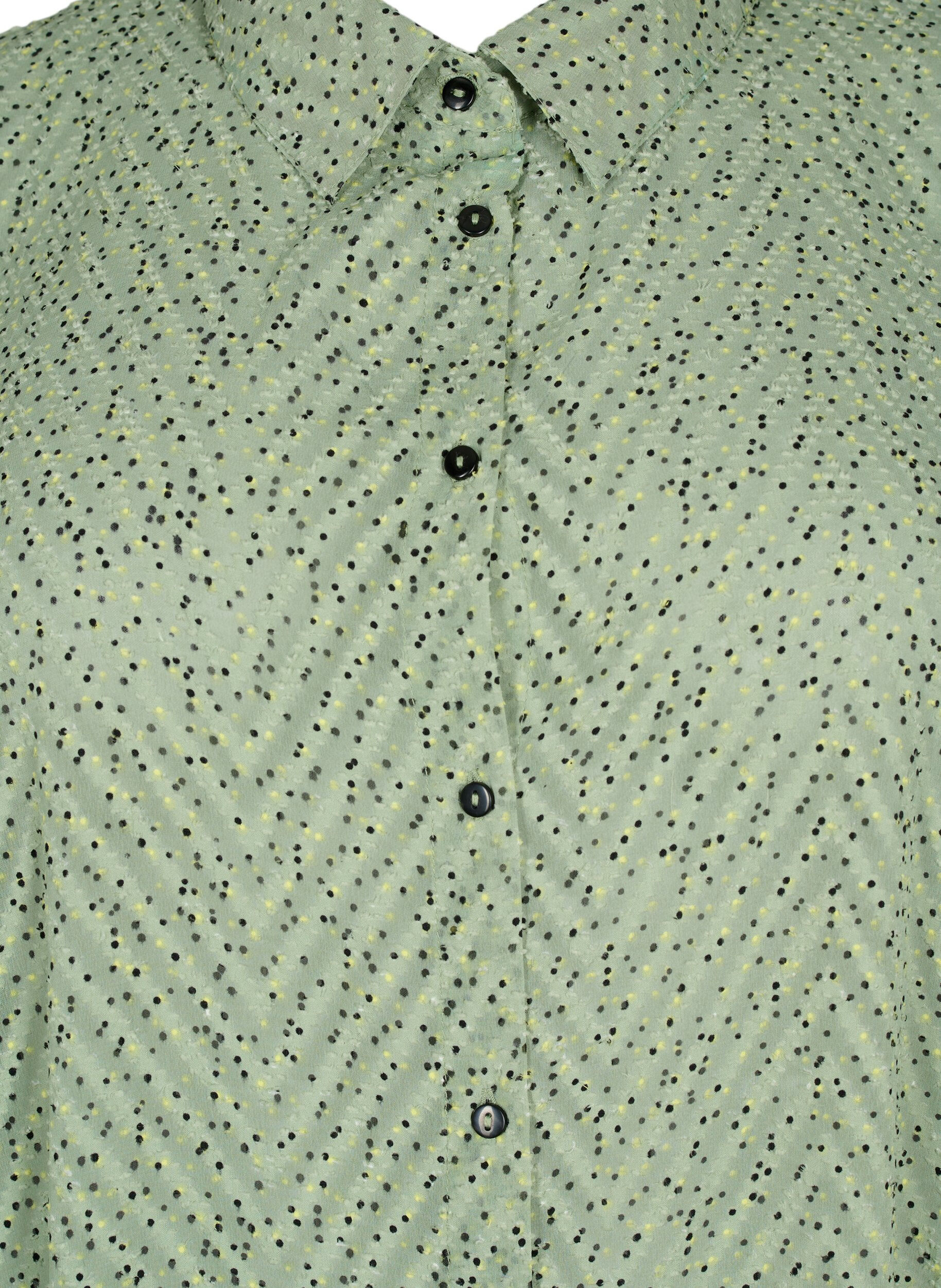 Zizzi Gepunktetes Shirtkleid mit 3/4 &Auml;rmeln und Schlitz, Seagrass Dot, Packshot image number 2
