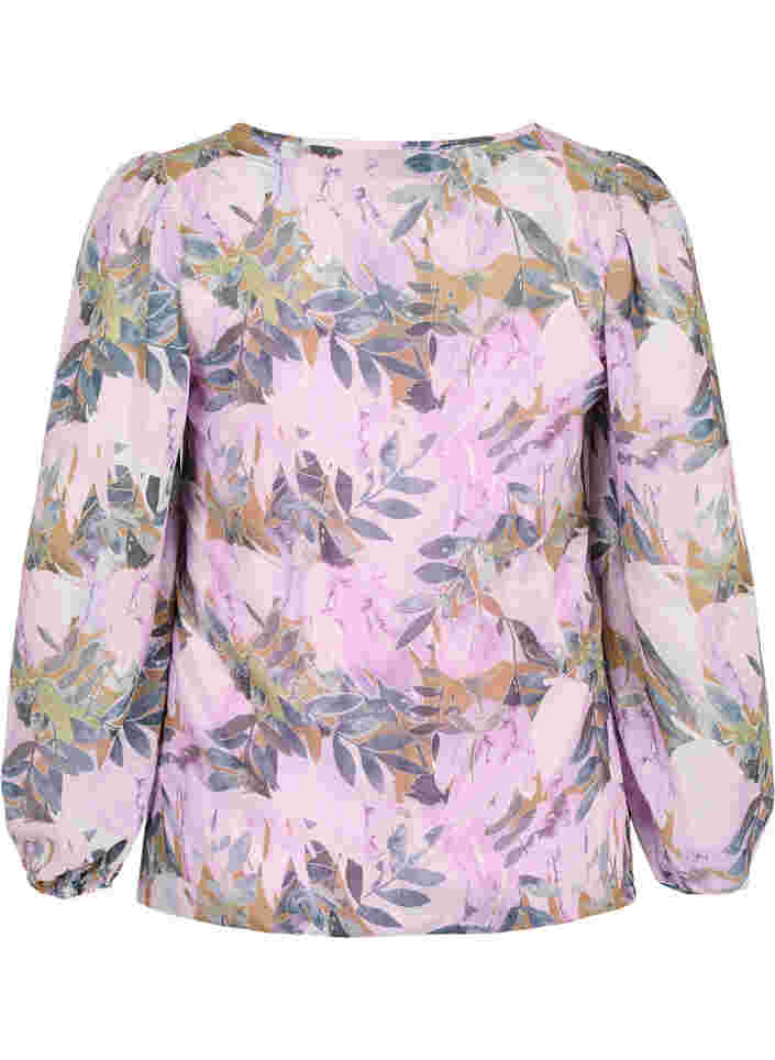 Bedruckte Bluse mit langen Ärmeln, Orchid Bouquet AOP, Packshot image number 1