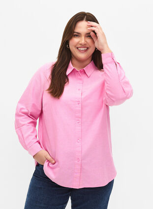 Langärmliges Baumwollhemd, Pink Frosting, Model image number 0