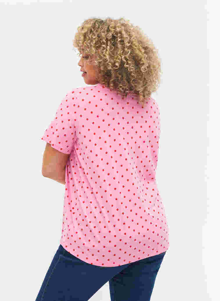 Gepunktetes T-Shirt aus Baumwolle, Prism Pink W. Dot, Model image number 1