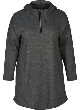 Langes Sweatshirt mit Kapuze, Dark Grey Melange, Packshot image number 0