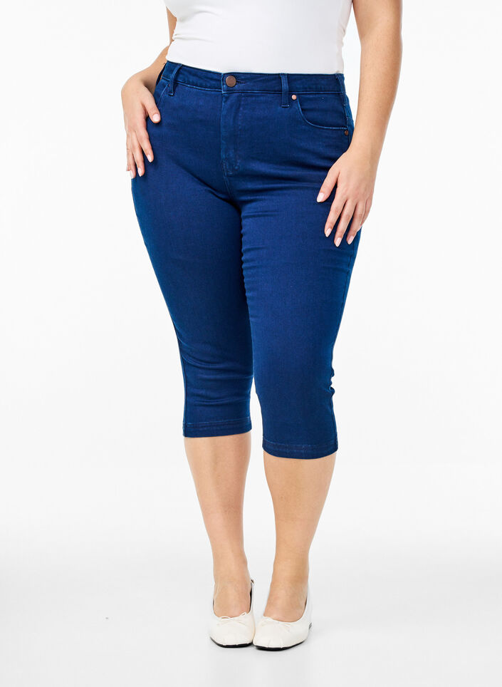 Amy Caprijeans mit hohem Taille und Super Slim Fit, Blau, Packshot image number 2