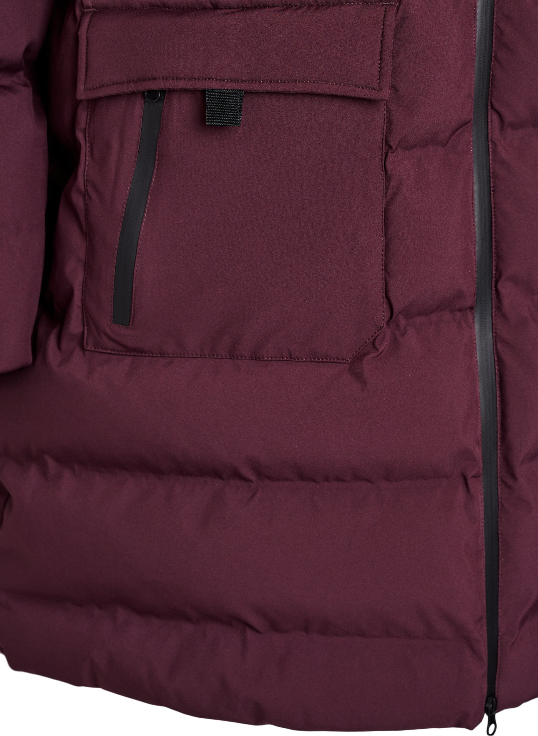 ZizziPuffermantel mit Kapuze und Taschen, Dunkles Bordeaux, Packshot image number 3