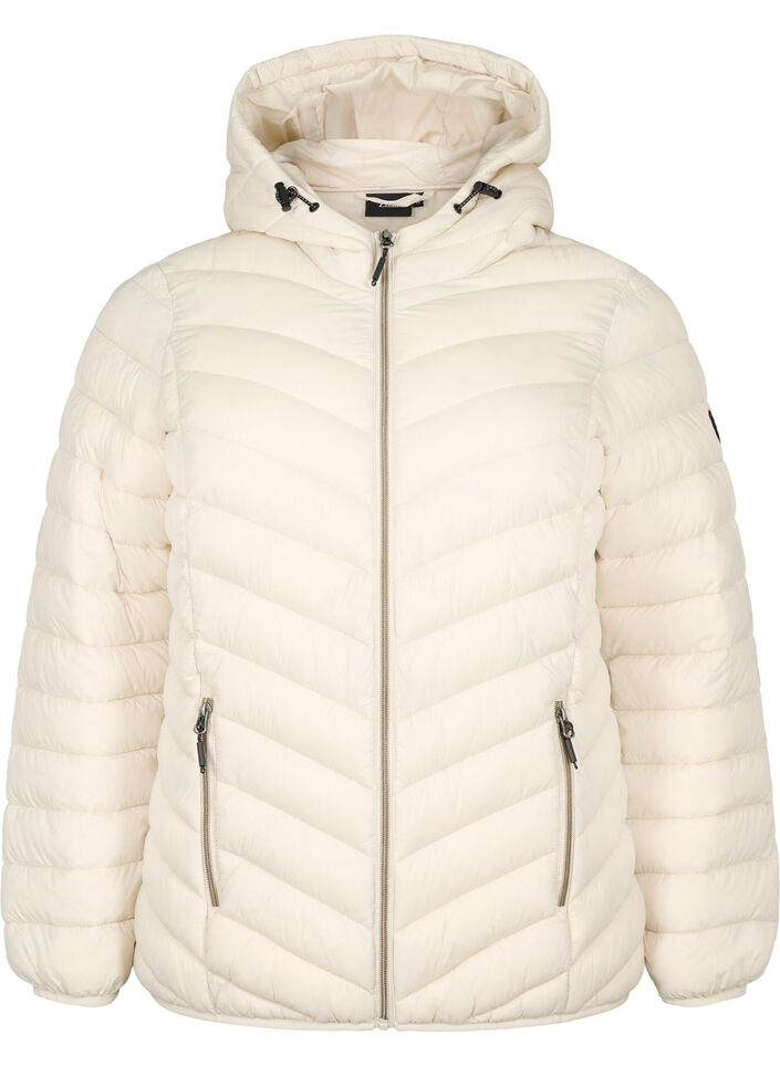 Leichte Steppjacke mit Kapuze, Beige, Packshot image number 0