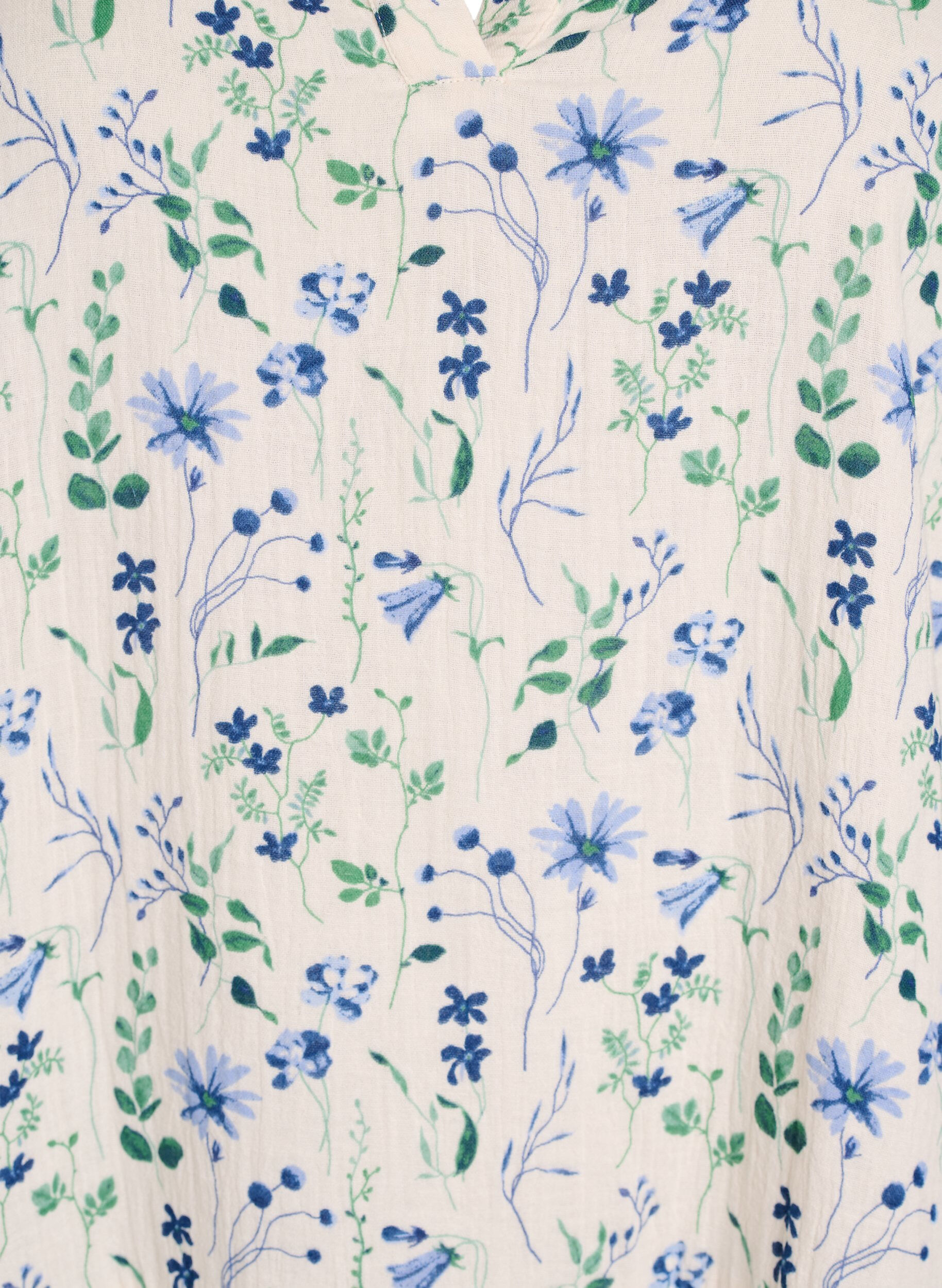 Zizzi Kurzes A-Linien-Kleid aus Baumwollmusselin, Beige, Packshot image number 2