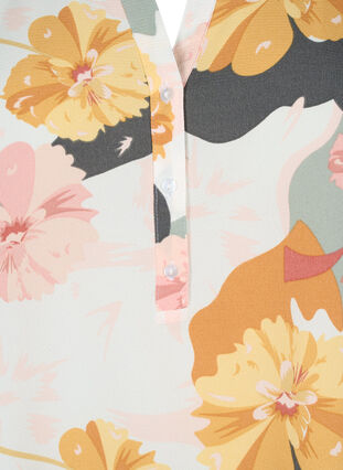 Bluse mit kurzen Ärmeln und V-Ausschnitt, Rose Big Flower, Packshot image number 2