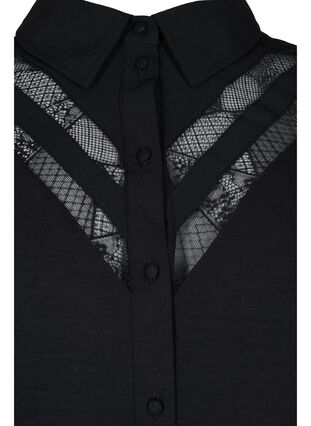 Langes Shirt mit Spitzendetails, Black, Packshot image number 2