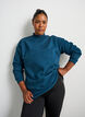 Langes Sweatshirt mit Stehkragen und gesticktem Text, Blau, Model image number 0