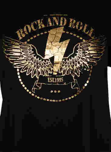 Kurzärmeliges Baumwoll-T-Shirt mit Print, Black Rock, Packshot image number 2